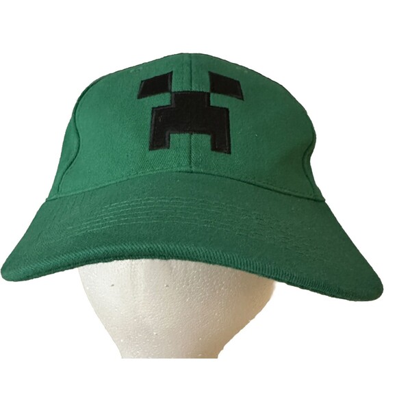 Minecraft Jinx Hat Cap Adjustable Green Creeper Baseball Youth, Embroidered NICE - Picture 2 of 5